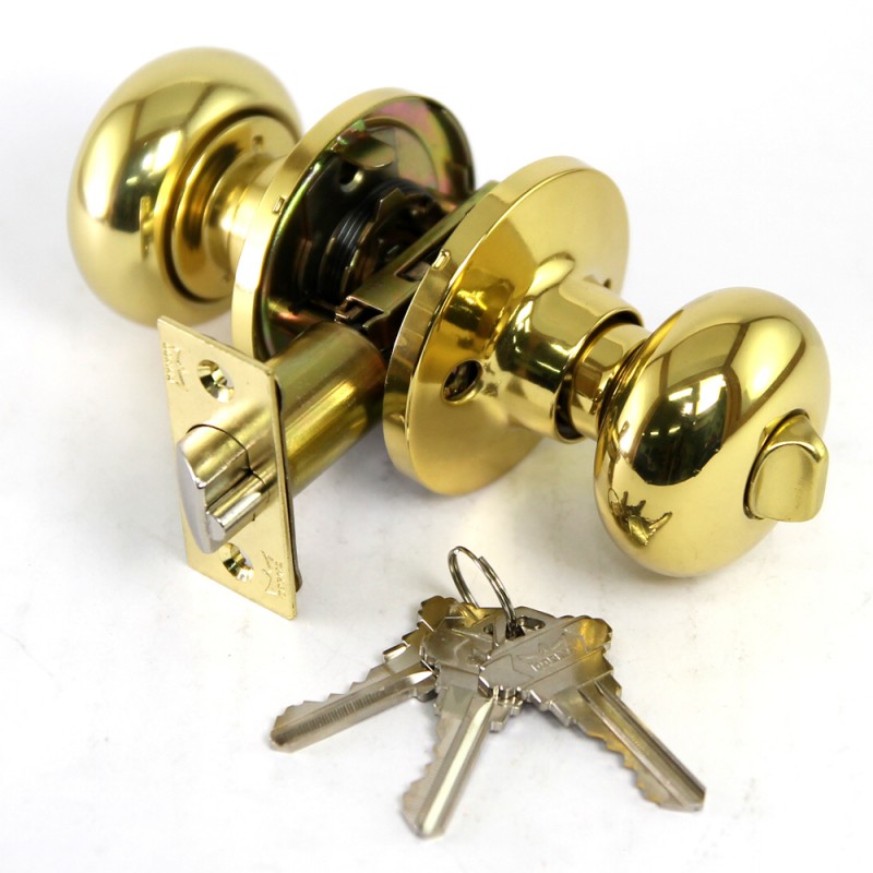 Dorma Entrance Tubular Knob Lockset TA1 Olfen Finishes US3 Standard Polished Brass